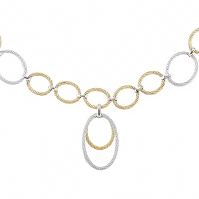 Alor Interlock Drop Necklace In Grey & Yellow In Multi