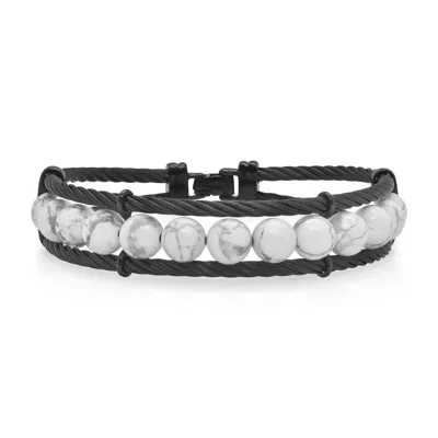 Alor Men's Gemstone Bead Bracelet In Black & Howlite In Multi