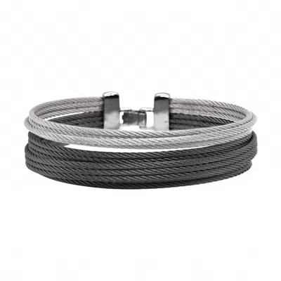 Alor Men's Simple Stack Bracelet In Black & Grey In Multi