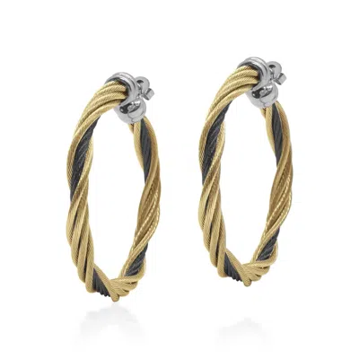Alor Modern Twist 1.5" Hoop Earring In Black & Yellow In Multi