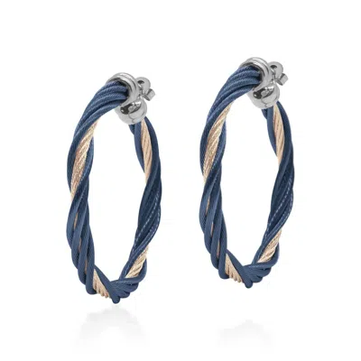 Alor Modern Twist 1.5" Hoop Earrings In Blueberry & Carnation