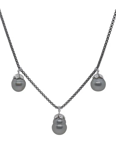 Alor Noir Stainless Steel 11-12mm Pearl Necklace In Metallic