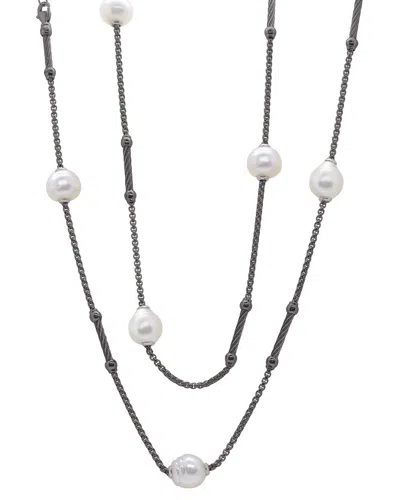 Alor Noir Stainless Steel 11-12mm Pearl Necklace In Gray