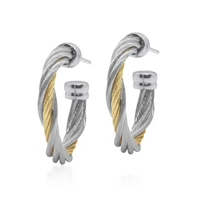Alor Petite Modern Twist 3/4" Hoop Earring In Grey & Yellow In Multi