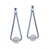 Alor South Sea Pearl Chain Earring In Blueberry In Blue