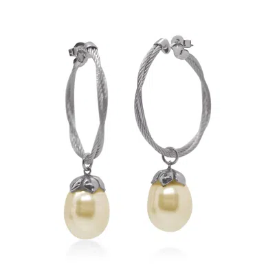 Alor South Sea Pearl Hoop Earring In Yellow In Silver