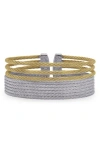 Alor Classique Stainless Steel Wide Bangle Bracelet In Grey/yellow