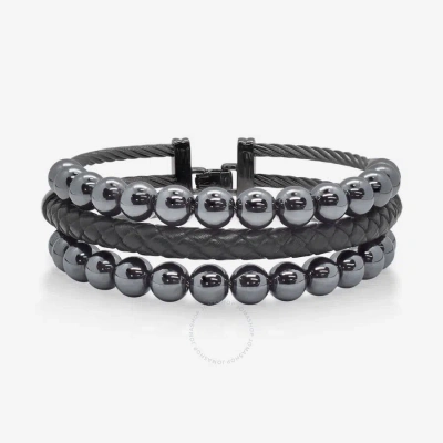 Alor Stainless Steel Hematite Bangle Bracelet 04-22-bk23-33 In Black