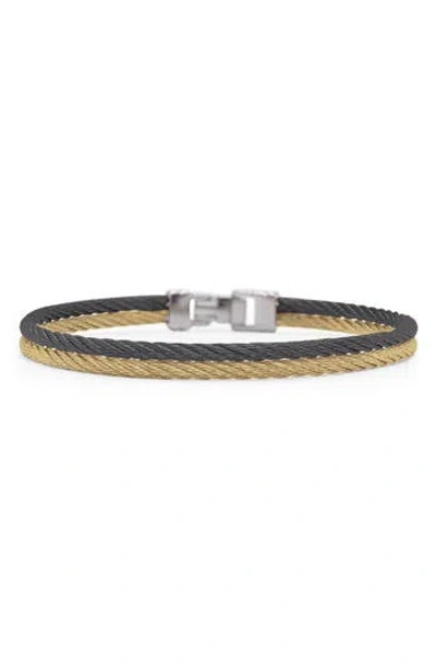 Alor ® Two-tone Stainless Steel Cable Bangle Bracelet In Black