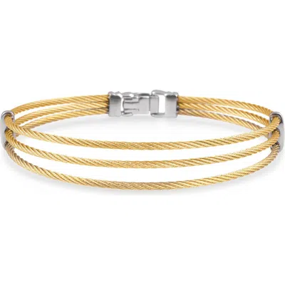 Alor ® Two-tone Triple Cable Bangle Bracelet In Yellow Gold