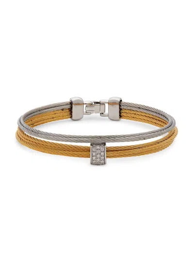 Alor Women's 18k White Gold, Goldtone Stainless Steel & Diamond Bracelet