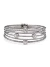 ALOR WOMEN'S CLASSIQUE 14K WHITE GOLD, STAINLESS STEEL & 0.19 TCW DIAMOND CABLE BRACELET