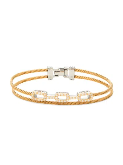 Alor Women's Classique 18k Gold, Stainless Steel & 0.37 Tcw Diamond Cable Bracelet