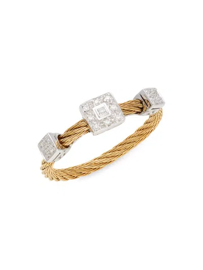 Alor Women's Classique 18k White Gold, Goldtone Stainless Steel & 0.09 Tcw Diamond  Ring