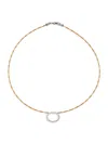 ALOR WOMEN'S CLASSIQUE 18K WHITE GOLD, GOLDTONE STAINLESS STEEL & 0.21 TCW DIAMOND OVAL NECKLACE