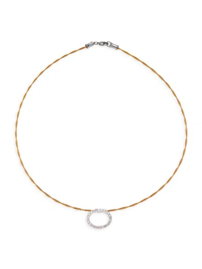 Alor Women's Classique 18k White Gold, Goldtone Stainless Steel & 0.21 Tcw Diamond Oval Necklace