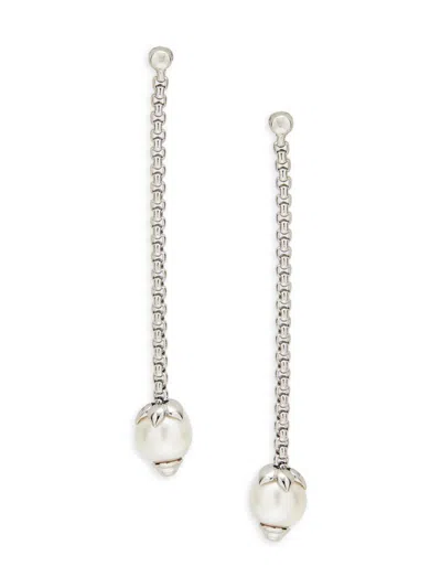 Alor Women's Classique 18k White Gold, Stainless Steel & 8mm Freshwater Pearl Drop Earrings