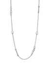 ALOR WOMEN'S CLASSIQUE STAINLESS STEEL, 0.21 TCW DIAMOND & 4MM FRESHWATER PEARL STATION CHAIN NECKLACE
