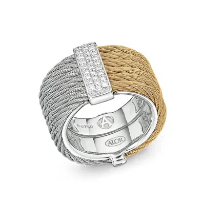 Alor Women's Wide Band Ring In Grey And Yellow In Gold
