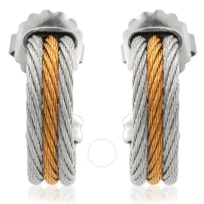 Alor Yellow & Grey Cable Petite Three Row Hoop Earrings With 18kt White Gold In Multi-color