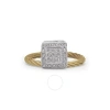 ALOR ALOR YELLOW CABLE ELEVATED SQUARE STATION RING WITH 18KT WHITE GOLD & DIAMONDS