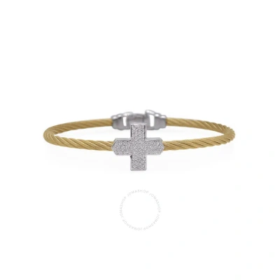 Alor Yellow Cable Taking Shapes Cross Bracelet With 18k Gold & Diamonds In Gold-tone