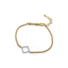 ALOR ALOR YELLOW CHAIN BRACELET WITH 14KT WHITE GOLD OPEN SQUARE STATION & DIAMONDS