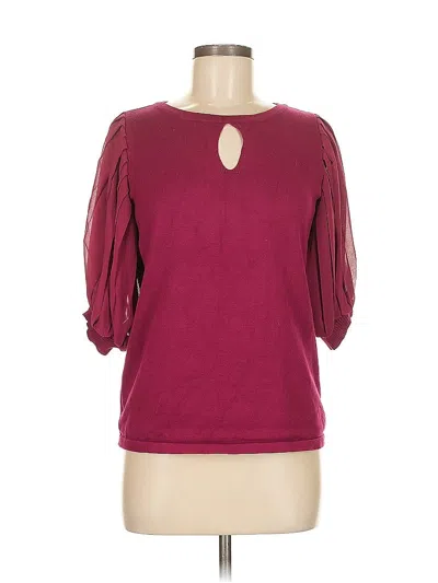 Pre-owned Alove Story A...love Story 3/4 Sleeve Top Burgundy Keyhole Neckline Tops