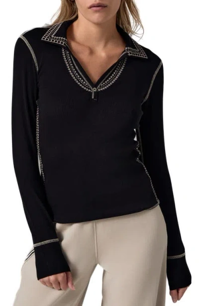 Alp N Rock Asher Embroidered Polo In Black