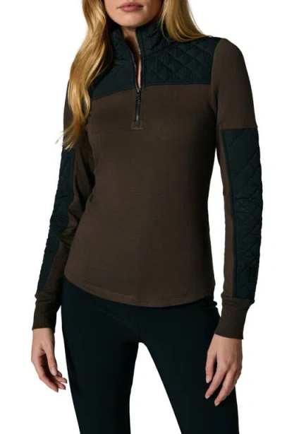 Alp N Rock Cody Quarter Zip Quilted Panel Pullover In Gray
