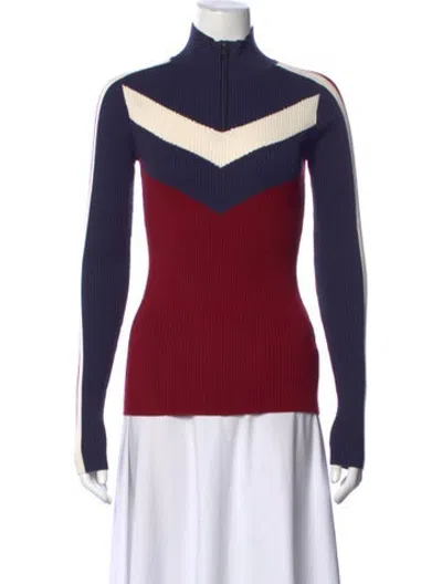 Pre-owned Alp N Rock Colorblock Pattern Mock Neck Sweater In Blue