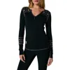 Alp N Rock Embroidered Ski Cross Double Knit Henley In Black