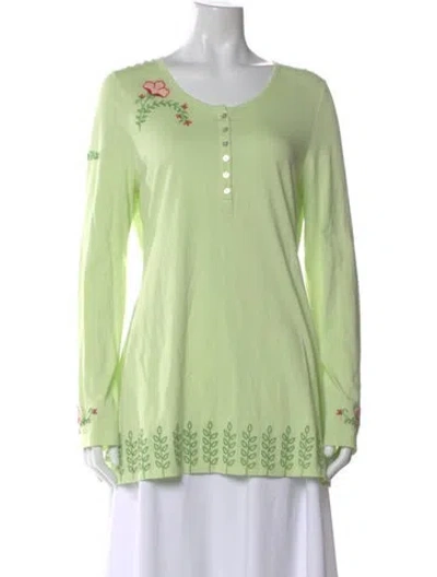 Pre-owned Alp N Rock Floral Print Crew Neck Tunic In Green