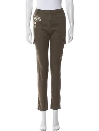 Pre-owned Alp N Rock Floral Print Straight Leg Pants In Green