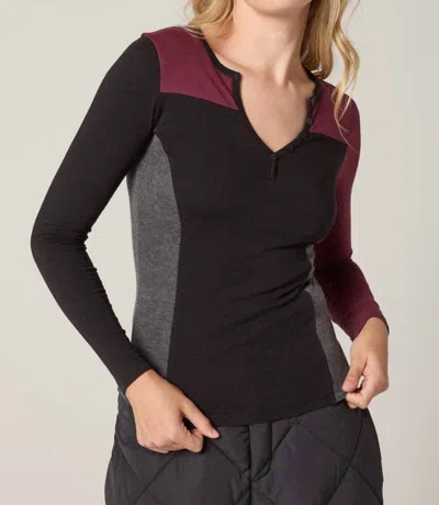 Alp N Rock Gemma Henley Shirt In Burgandy In Multi