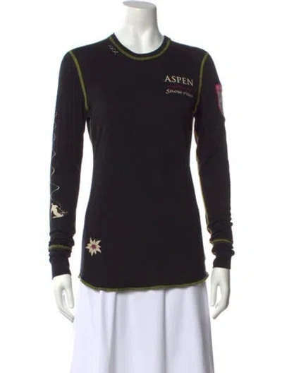 Pre-owned Alp N Rock Graphic Print Crew Neck Top In Black