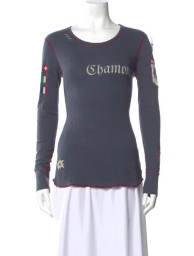 Pre-owned Alp N Rock Graphic Print Crew Neck Top In Blue