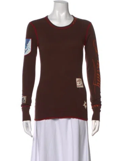 Pre-owned Alp N Rock Graphic Print Crew Neck Top In Brown