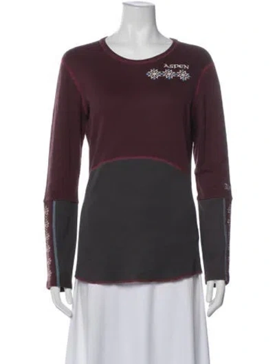 Pre-owned Alp N Rock Graphic Print Crew Neck Top In Burgundy