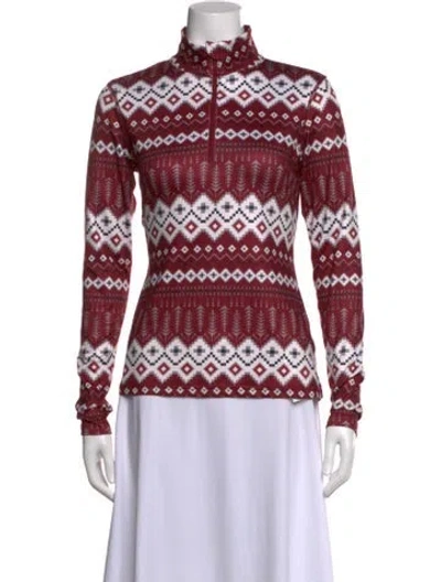 Pre-owned Alp N Rock Graphic Print Mock Neck Top W/ Tags In Red