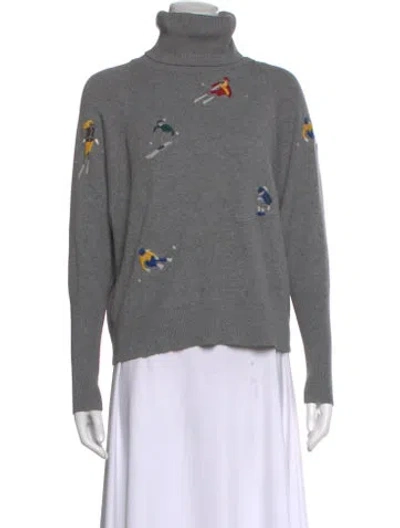 Pre-owned Alp N Rock Graphic Print Turtleneck Sweater In Gray