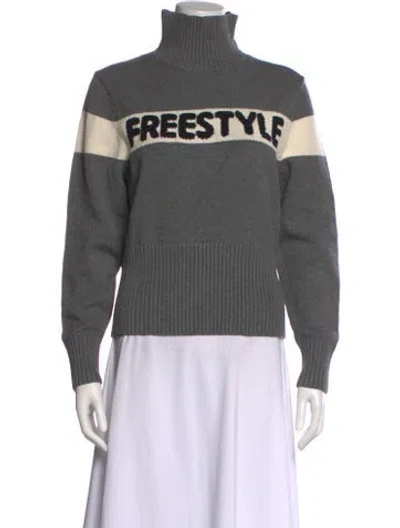 Pre-owned Alp N Rock Graphic Print Turtleneck Sweater W/ Tags In Gray