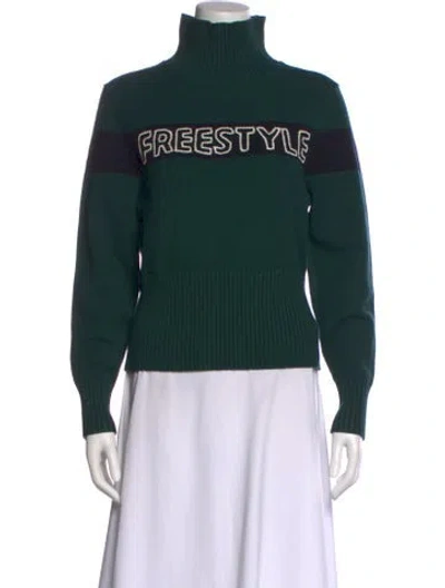 Pre-owned Alp N Rock Graphic Print Turtleneck Sweater W/ Tags In Green