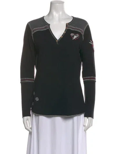 Pre-owned Alp N Rock Graphic Print V-neck Top In Multi