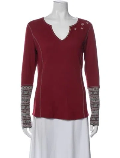 Pre-owned Alp N Rock Graphic Print V-neck Top In Red