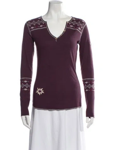 Pre-owned Alp N Rock Graphic Print V-neck Top W/ Tags In Purple