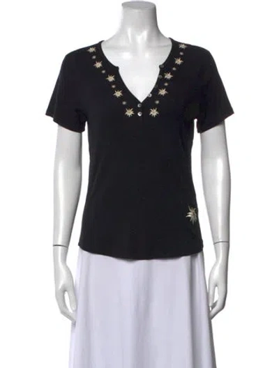Pre-owned Alp N Rock Graphic Print V-neck T-shirt In Black