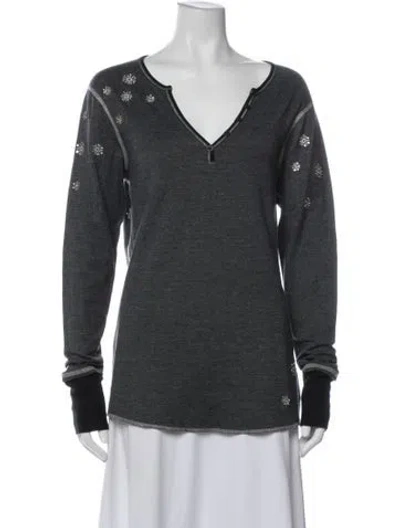 Pre-owned Alp N Rock Graphic Print V-neck T-shirt In Gray
