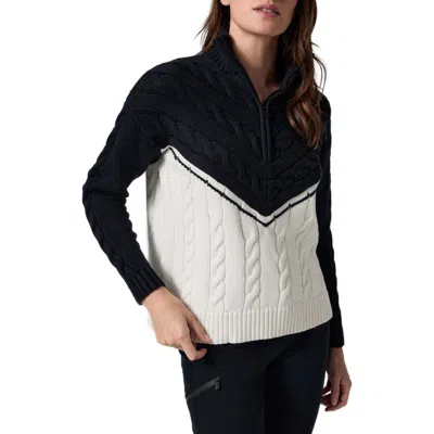 Alp N Rock Jordan Colorblock Half Zip Organic Cotton Cable Sweater In Black