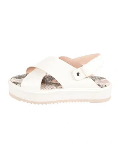 Pre-owned Alp N Rock Leather Animal Print Sandals In White